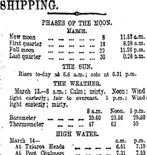 SHIPPING. (Otago Daily Times 14-3-1913)
