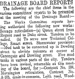 DRAINAGE BOARD REPORTS (Otago Daily Times 25-3-1913)