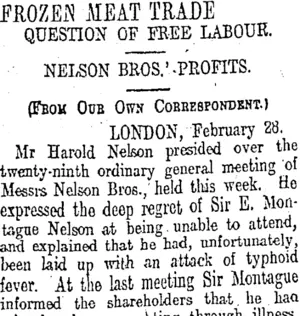 FROZEN MEAT TRADE. (Otago Daily Times 10-4-1913)