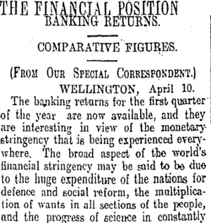 THE FINANCIAL POSITION. (Otago Daily Times 11-4-1913)