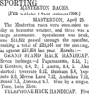 SPORTING (Otago Daily Times 26-4-1913)