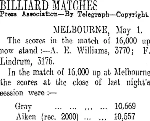 BILLIARD MATCHES (Otago Daily Times 2-5-1913)