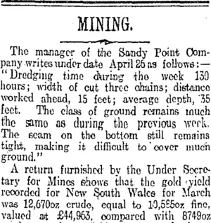MINING. (Otago Daily Times 3-5-1913)