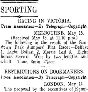 SPORTING (Otago Daily Times 16-5-1913)