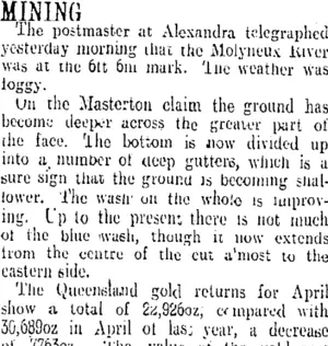 MINING. (Otago Daily Times 27-5-1913)