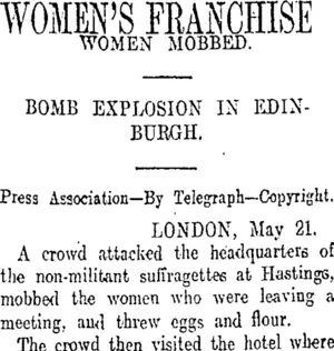 WOMEN'S FRANCHISE (Otago Daily Times 23-5-1913)
