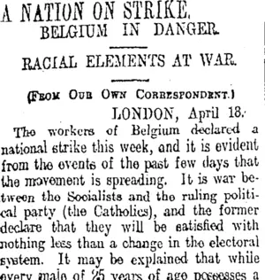 A NATION ON STRIKE. (Otago Daily Times 4-6-1913)