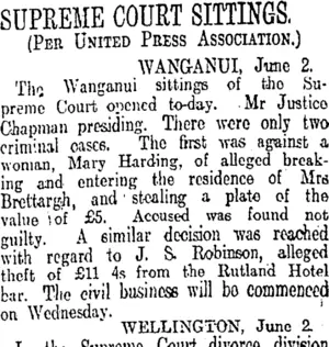 SUPREME COURT SITTINGS. (Otago Daily Times 3-6-1913)