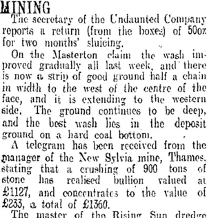 MINING. (Otago Daily Times 1-7-1913)