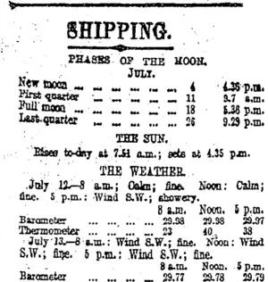 SHIPPING. (Otago Daily Times 14-7-1913)