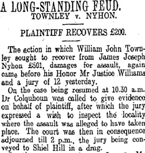 A LONG-STANDING FEUD. (Otago Daily Times 20-8-1913)