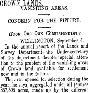 CROWN LANDS. (Otago Daily Times 5-9-1913)