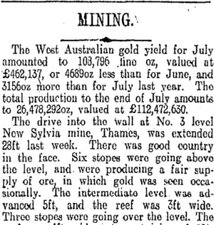 MINING. (Otago Daily Times 3-9-1913)