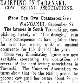 DAIRYING IN TARANAKI. (Otago Daily Times 29-9-1913)