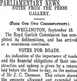 PARLIAMENTARY NEWS. (Otago Daily Times 20-9-1913)