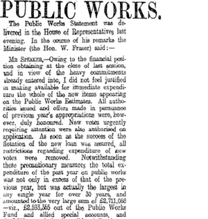 PUBLIC WORKS. (Otago Daily Times 26-11-1913)