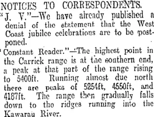 NOTICES TO CORRESPONDENTS. (Otago Daily Times 17-12-1913)