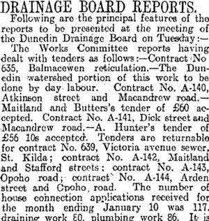 DRAINAGE BOARD REPORTS. (Otago Daily Times 24-1-1914)