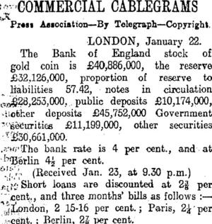 COMMERCIAL CABLEGRAMS (Otago Daily Times 24-1-1914)