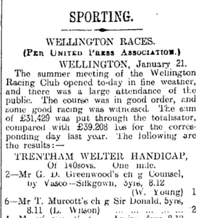 SPORTING. (Otago Daily Times 22-1-1914)