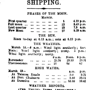 SHIPPING. (Otago Daily Times 19-3-1914)