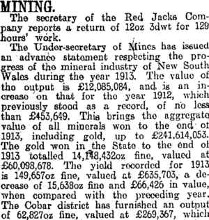 MINING. (Otago Daily Times 18-4-1914)