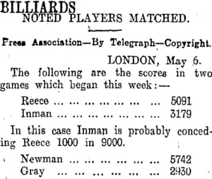 BILLIARDS (Otago Daily Times 8-5-1914)