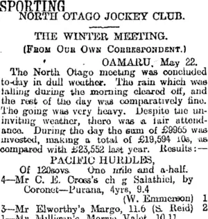 SPORTING. (Otago Daily Times 23-5-1914)