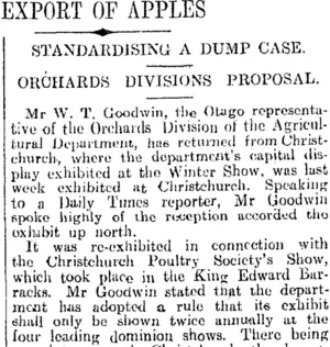 EXPORT OF APPLES (Otago Daily Times 24-6-1914)