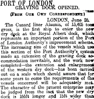 PORT OF LONDON. (Otago Daily Times 1-8-1914)