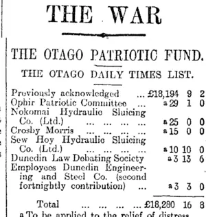 THE WAR (Otago Daily Times 16-9-1914)