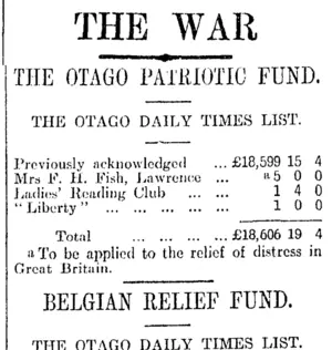 THE WAR (Otago Daily Times 26-9-1914)