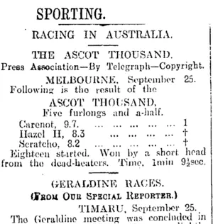 SPORTING. (Otago Daily Times 26-9-1914)