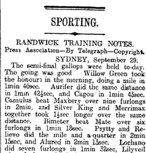SPORTING. (Otago Daily Times 30-9-1914)