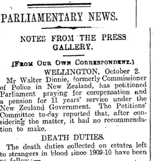 PARLIAMENTARY NEWS. (Otago Daily Times 3-10-1914)
