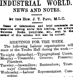 INDUSTRIAL WORLD. (Otago Daily Times 17-10-1914)