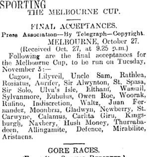 SPORTING (Otago Daily Times 28-10-1914)