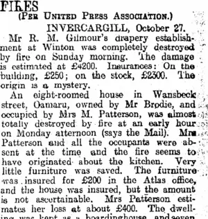 FIRES (Otago Daily Times 28-10-1914)