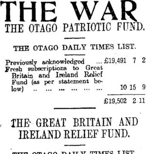 THE WAR. (Otago Daily Times 10-11-1914)