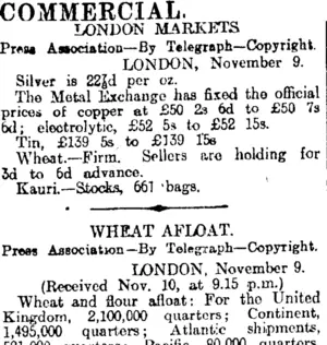 COMMERCIAL. (Otago Daily Times 11-11-1914)