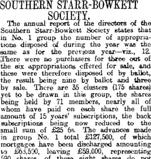 SOUTHERN STARR-BOWKETT SOCIETY. (Otago Daily Times 11-11-1914)