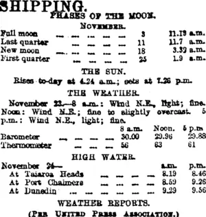 SHIPPING. (Otago Daily Times 24-11-1914)