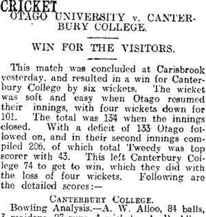 CRICKET (Otago Daily Times 26-11-1914)