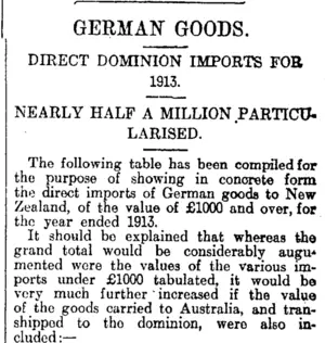 GERMAN GOODS. (Otago Daily Times 1-12-1914)