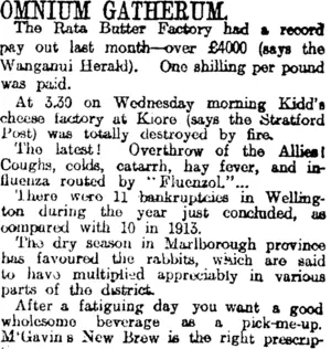 OMNIUM GATHERUM. (Otago Daily Times 6-1-1915)