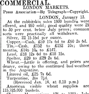 COMMERCIAL. (Otago Daily Times 15-1-1915)