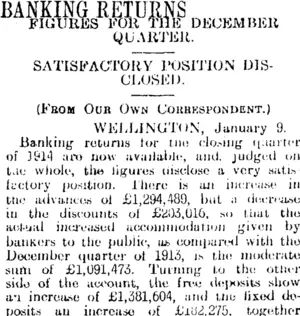 BANKING RETURNS (Otago Daily Times 11-1-1915)