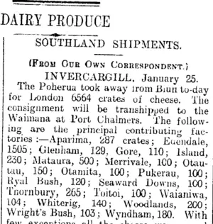 DAIRY PRODUCE (Otago Daily Times 27-1-1915)