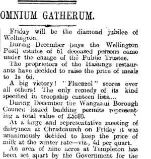 OMNIUM GATHERUM. (Otago Daily Times 20-1-1915)
