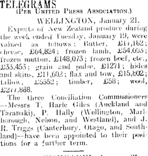 TELEGRAMS (Otago Daily Times 22-1-1915)